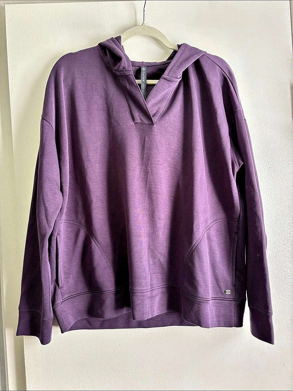Gaiam Cowl Neck Hoodie Sweatshirt Purple
